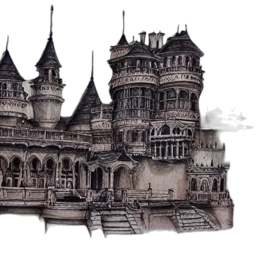 building, crown, concept art, 3d render, fantasy art, watercolor, fog, underwater transparent PNG cut-out