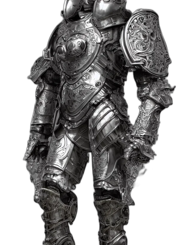 sword, robot, weapon, jacket, concept art, fantasy art, 3d render, photorealistic transparent PNG cut-out