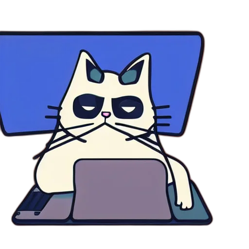 staff, animal, robot, cartoon, vaporwave, anime, pixel art, blue transparent PNG cut-out