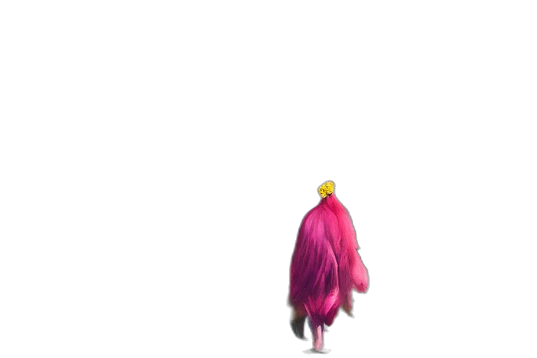 hair, creature, dress, animal, 3d render, concept art, vaporwave, pixel art transparent PNG cut-out