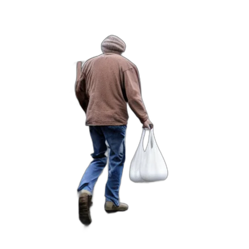jacket, hat, bottle, staff transparent PNG cut-out