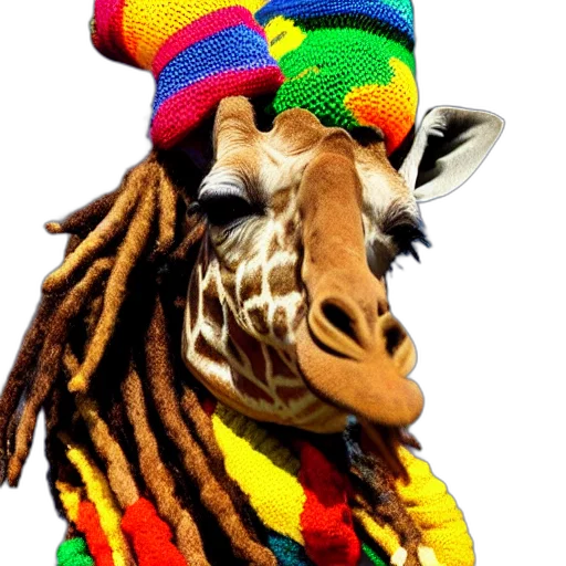 hat, animal, creature, mask, colorful, full, shot, giraffe transparent PNG cut-out
