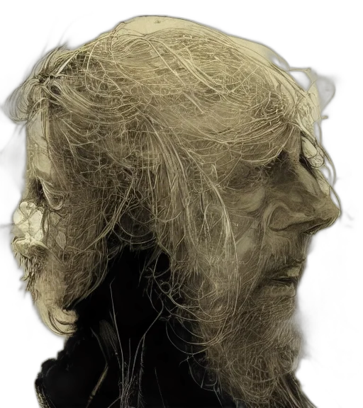 hair, mask, face, hat, photorealistic, 3d render, concept art, portrait transparent PNG cut-out
