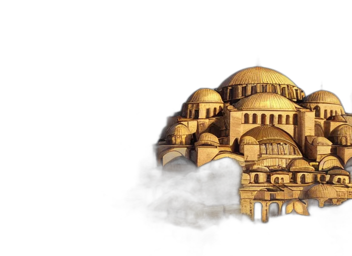 building, concept art, watercolor, pixel art, 3d render, fog, golden, earth tones transparent PNG cut-out
