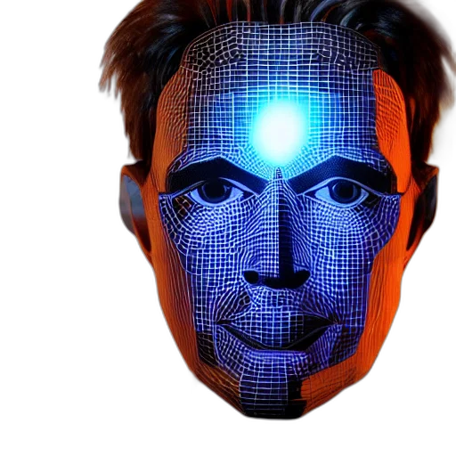 robot, mask, face, creature, 3d render, cyberpunk, vaporwave, concept art transparent PNG cut-out