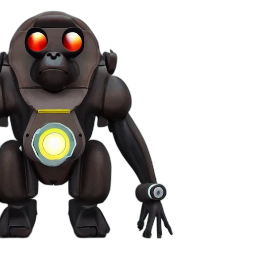 robot, 3d render, concept art, monkey, wearing, mech, suit, art transparent PNG cut-out
