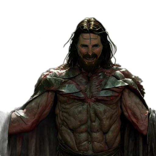 concept art, comic book art, fantasy art, photorealistic, christian, bale, gorr, god transparent PNG cut-out