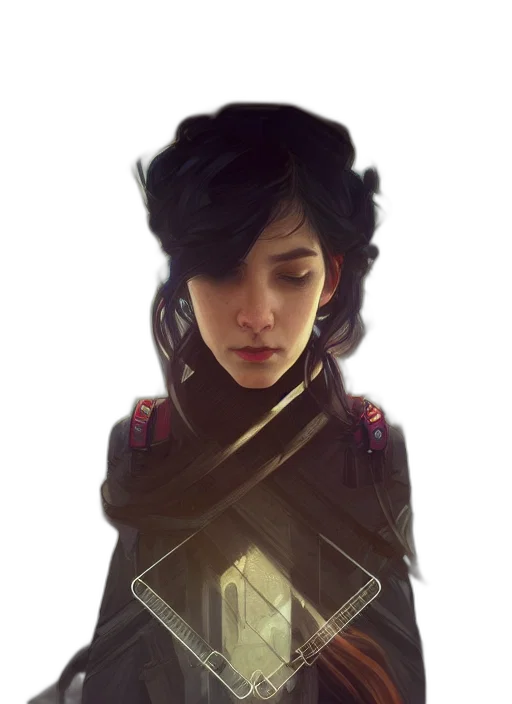 face, staff, dragon, jacket, concept art, fantasy art, cyberpunk, photorealistic transparent PNG cut-out