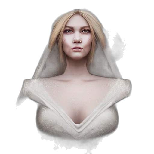 face, dress, mask, crown, fantasy art, concept art, photorealistic, 3d render transparent PNG cut-out