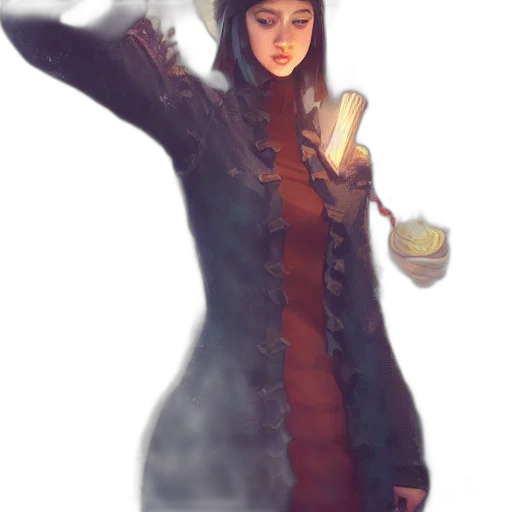 staff, dress, jacket, hat, concept art, fantasy art, comic book art, photorealistic transparent PNG cut-out