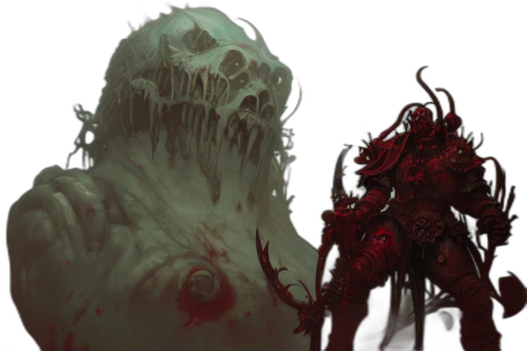 creature, concept art, fantasy art, comic book art, red, dark, wide, angle transparent PNG cut-out