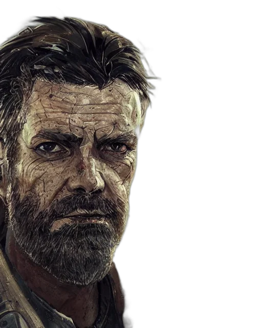 face, concept art, photorealistic, comic book art, 3d render, rugged, middle, aged transparent PNG cut-out