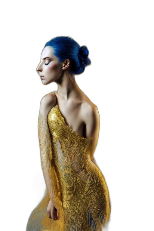 dress, jewelry, crown, photorealistic, concept art, fantasy art, 3d render, golden transparent PNG cut-out