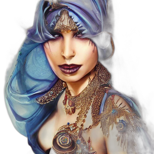 jewelry, fantasy art, photorealistic, concept art, watercolor, blue, dark, beautiful transparent PNG cut-out