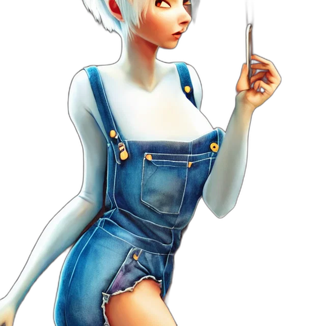 staff, dress, concept art, fantasy art, comic book art, cartoon, blue, full transparent PNG cut-out