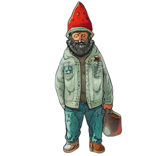jacket, hat, staff, concept art transparent PNG cut-out