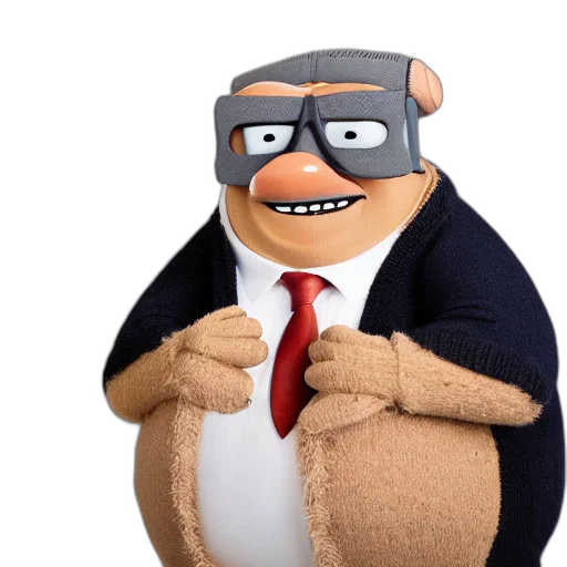 staff, animal, jacket, robot, cartoon, 3d render, concept art, photorealistic transparent PNG cut-out