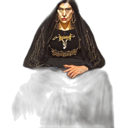 face, staff, jewelry, dress, concept art, fantasy art, pixel art, photorealistic transparent PNG cut-out