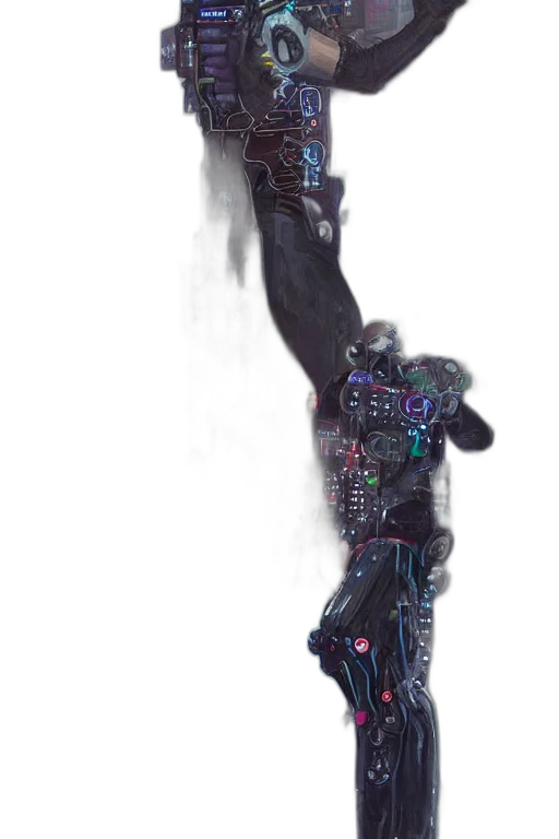 robot, staff, creature, weapon, concept art, 3d render, cyberpunk, comic book art transparent PNG cut-out