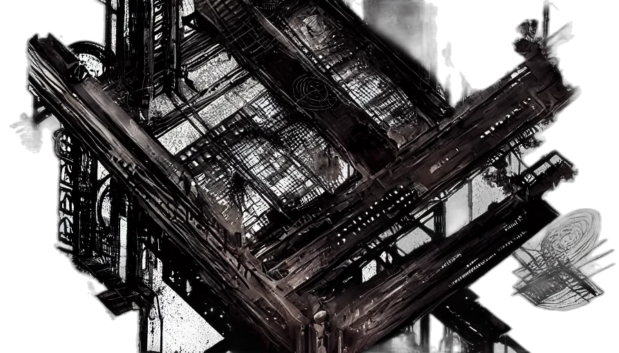 building, car, robot, umbrella, cyberpunk, concept art, comic book art, photorealistic transparent PNG cut-out