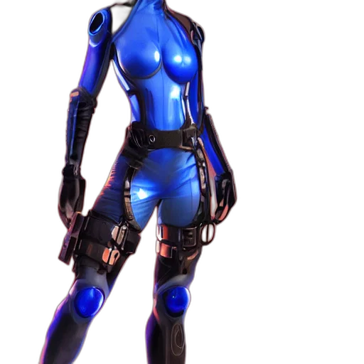robot, concept art, 3d render, cyberpunk, comic book art, blue, futuristic, sexy transparent PNG cut-out