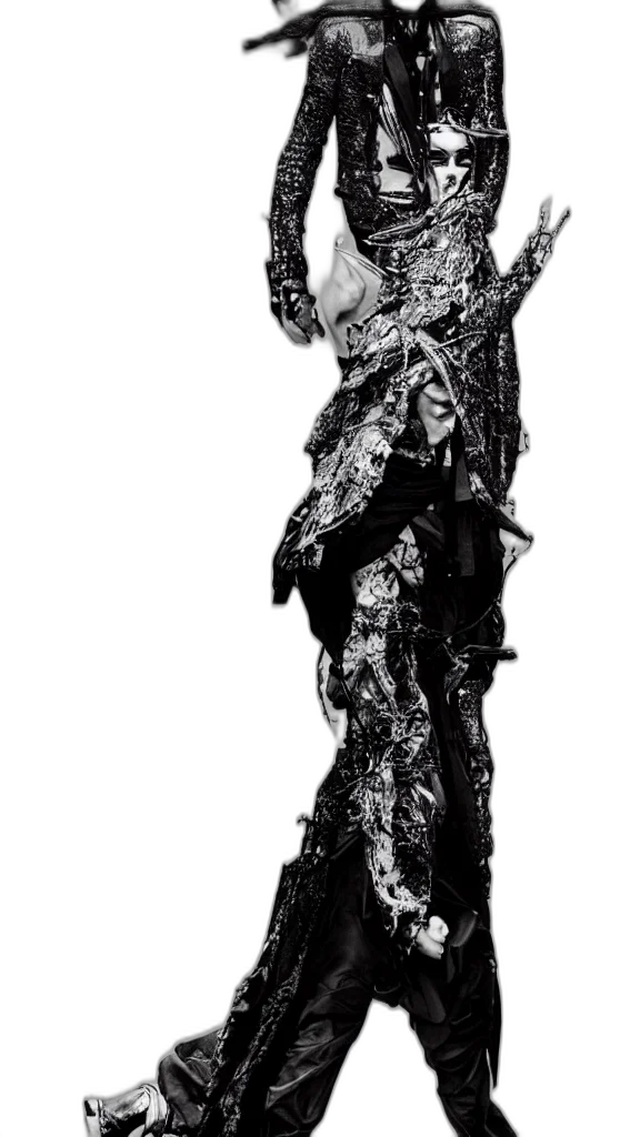 jacket, dress, staff, creature transparent PNG cut-out