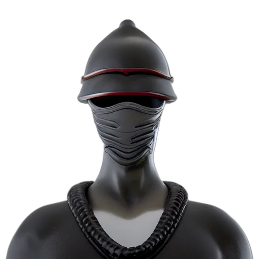 robot, mask, face, hat, 3d render, cyberpunk, concept art, focused transparent PNG cut-out