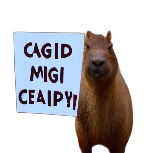 animal, realistic, high, quality, photo, capybara, holding, sign transparent PNG cut-out