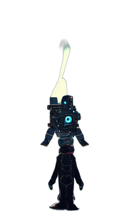 robot, staff, weapon, sword, 3d render, concept art, pixel art, cyberpunk transparent PNG cut-out
