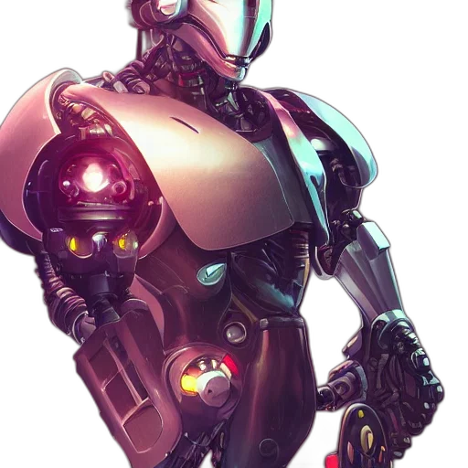 robot, concept art, cyberpunk, comic book art, 3d render, outer space, cyborg, ninja transparent PNG cut-out