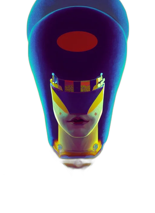 robot, mask, face, bottle, 3d render, concept art, vaporwave, cyberpunk transparent PNG cut-out