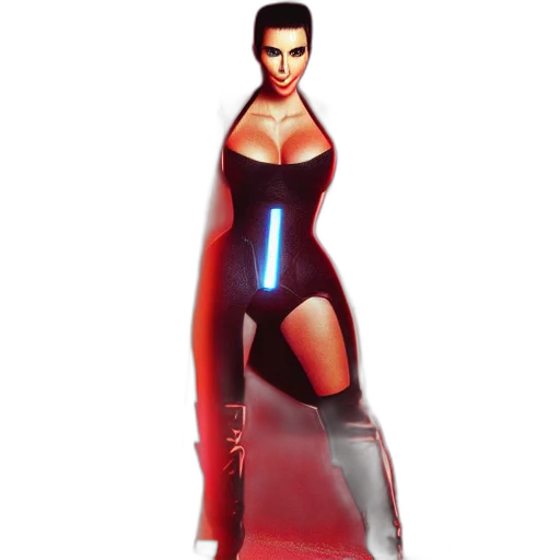 dress, 3d render, concept art, fantasy art, cyberpunk, neon lights, red, kim transparent PNG cut-out