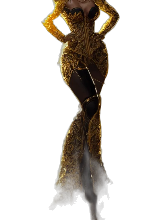 dress, hair, crown, staff, concept art, 3d render, fantasy art, photorealistic transparent PNG cut-out
