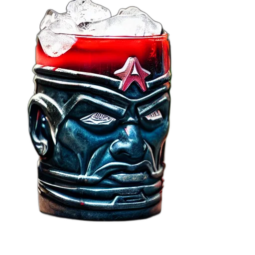 bottle, crown, mask, face, 3d render, photorealistic, closeup, photograph transparent PNG cut-out