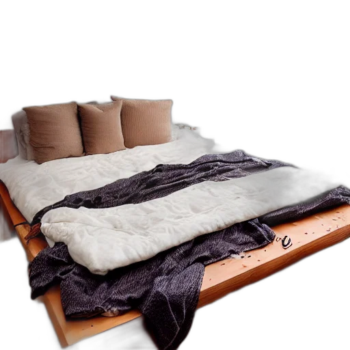 furniture, 3d render, earth tones, bed, made, out, naan, roti transparent PNG cut-out