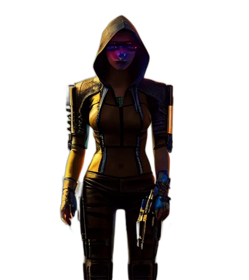 jacket, mask, staff, weapon transparent PNG cut-out