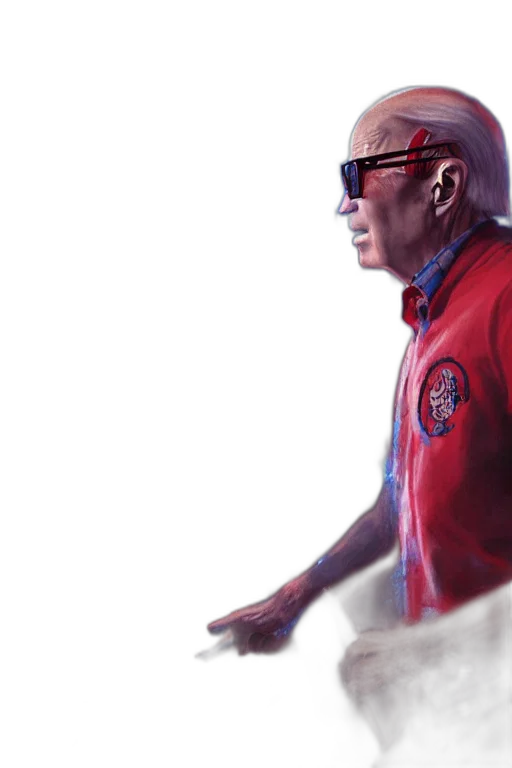 jacket, staff, concept art, 3d render, photorealistic, comic book art, red, character transparent PNG cut-out