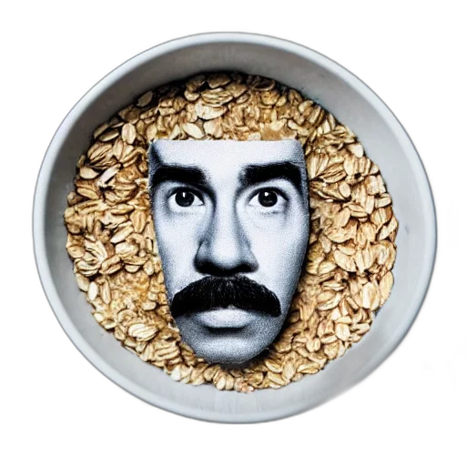 food, mask, face, animal, photorealistic, bowl, oats, john transparent PNG cut-out