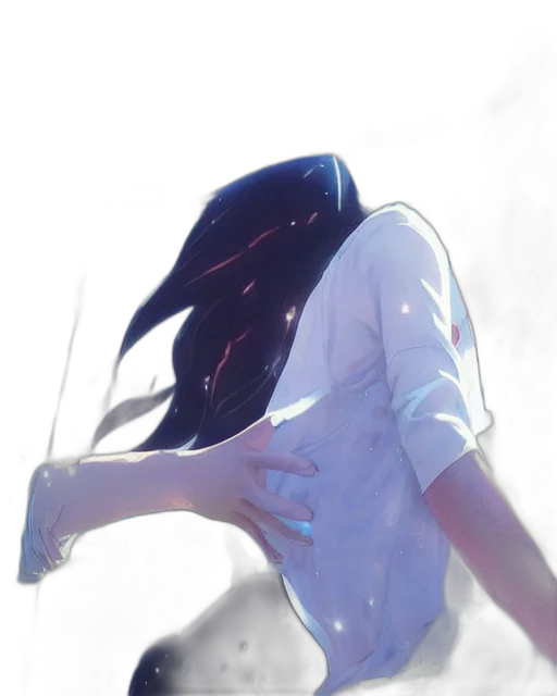 dress, hair, sword, mask, anime, concept art, watercolor, photorealistic transparent PNG cut-out