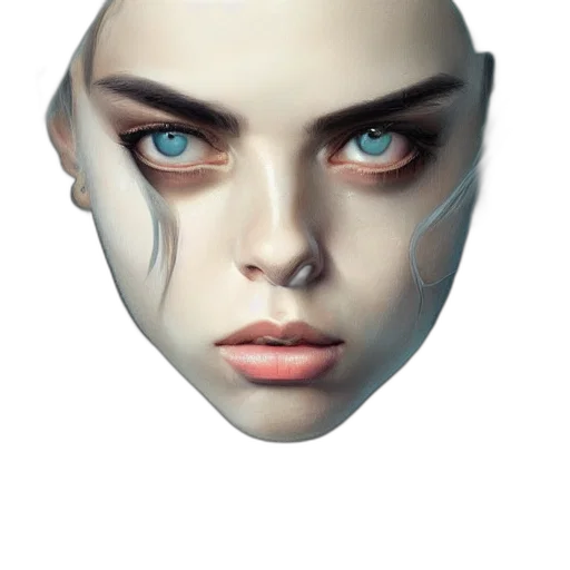 mask, face, jewelry, robot, photorealistic, concept art, 3d render, fantasy art transparent PNG cut-out