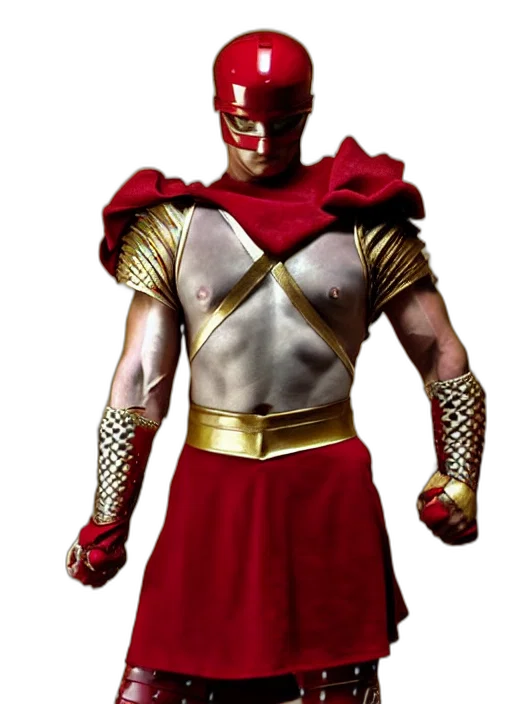 mask, staff, 3d render, concept art, comic book art, red, elegant, full transparent PNG cut-out