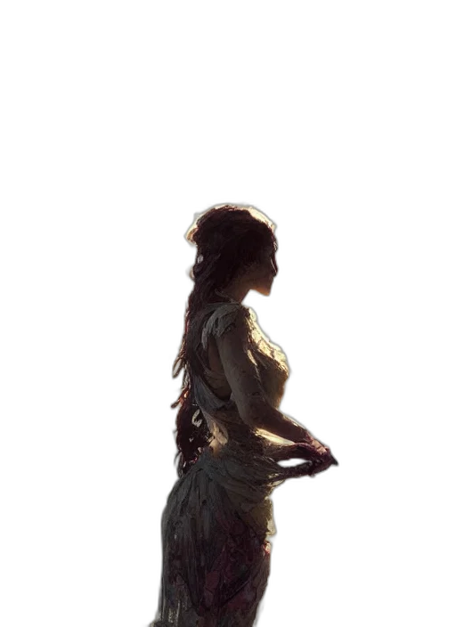 dress, staff, crown, creature transparent PNG cut-out