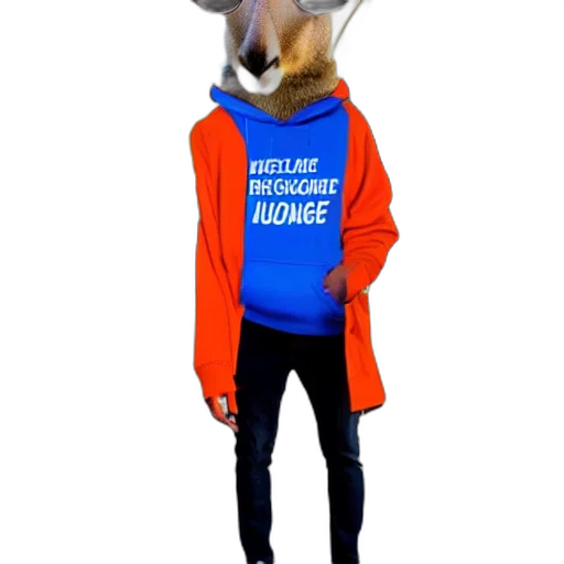 jacket, animal, staff, dress, 3d render, concept art, cartoon, vaporwave transparent PNG cut-out