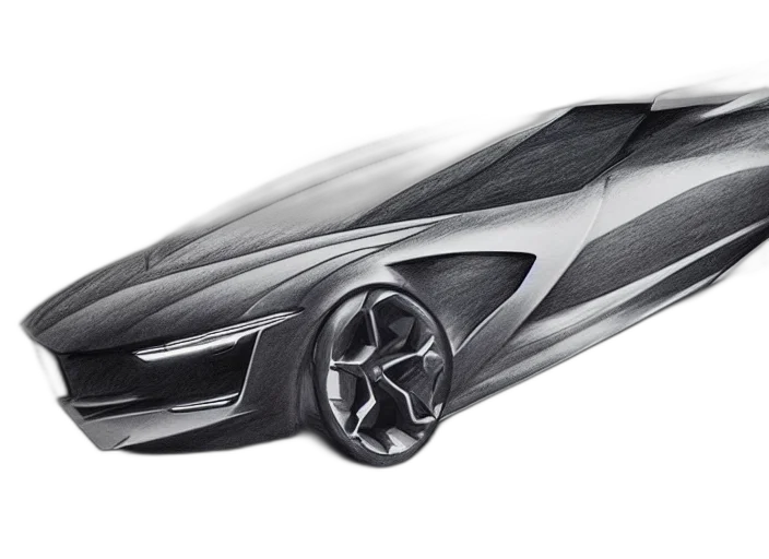 car, concept art, photorealistic, pencil sketch, 3d render, concept, non, coloring transparent PNG cut-out