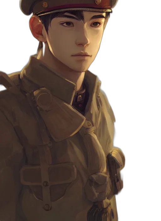 face, staff, jacket, weapon, concept art, photorealistic, anime, fantasy art transparent PNG cut-out