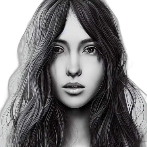 hair, face, photorealistic, pencil sketch transparent PNG cut-out