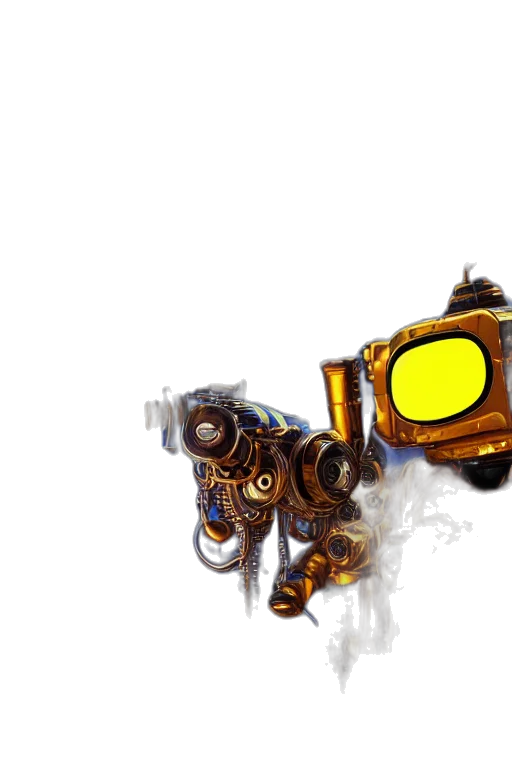 robot, weapon, mask, staff, concept art, 3d render, fantasy art, photorealistic transparent PNG cut-out