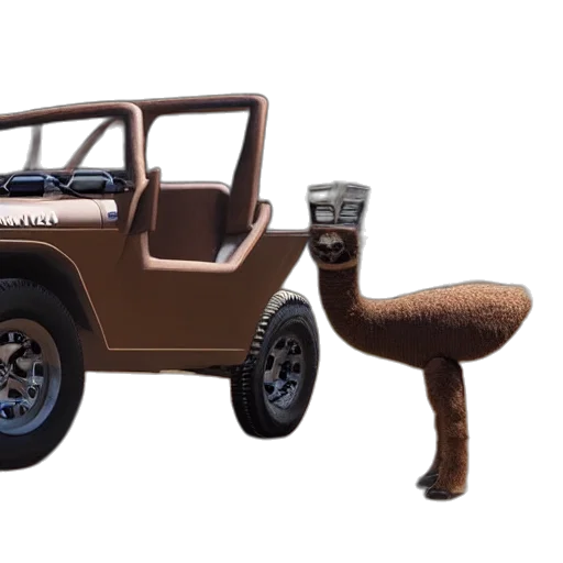furniture, car, 3d render, photorealism, brown, llama, wearing, stunner transparent PNG cut-out