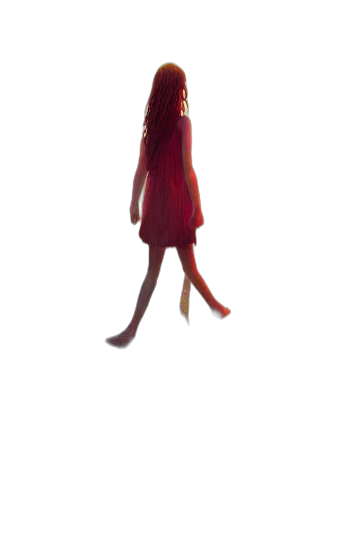 dress, staff, creature, hair transparent PNG cut-out