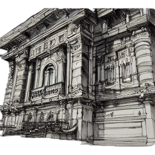 building, furniture, crown, dress, concept art, photorealistic, 3d render, pencil sketch transparent PNG cut-out